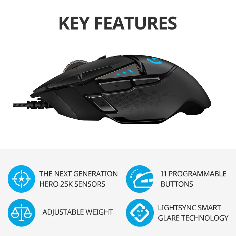 Logitech G502hero Master Wired - огляд і ціна Esports Gaming Mouse Weight Adjustable