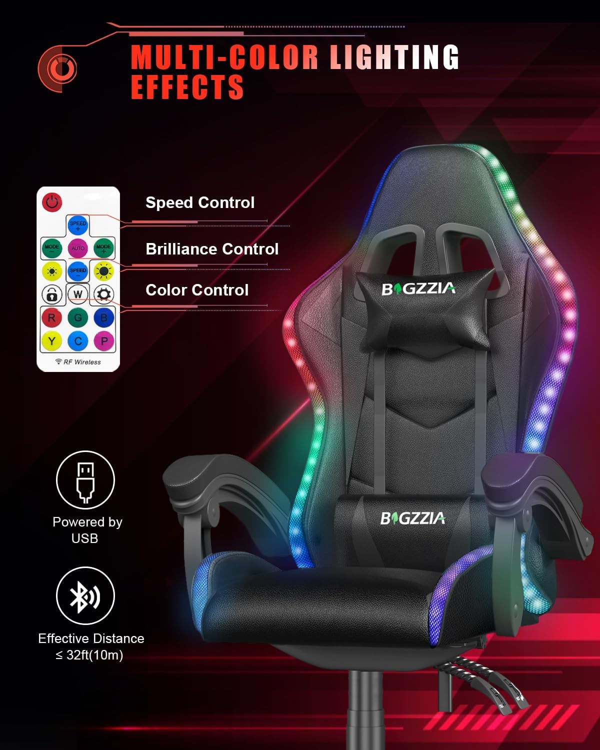 Gaming Chair with RGB LED Ligh - огляд і ціна Rgb Gaming Chair