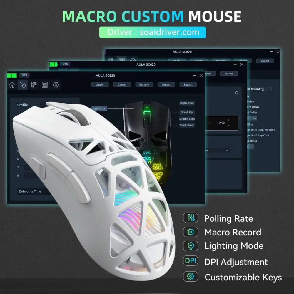 AULA SC620 Gaming Mouse Wired/ - огляд і ціна Esports Gaming Mouse Weight Adjustable