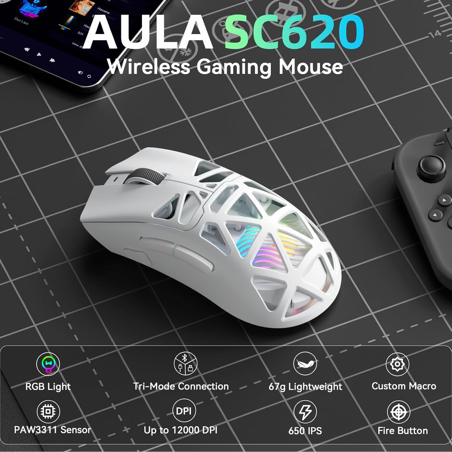 AULA SC620 Wireless Mouse Wire - огляд і ціна Esports Gaming Mouse Weight Adjustable
